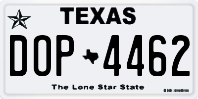 TX license plate DOP4462