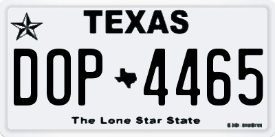 TX license plate DOP4465