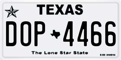 TX license plate DOP4466