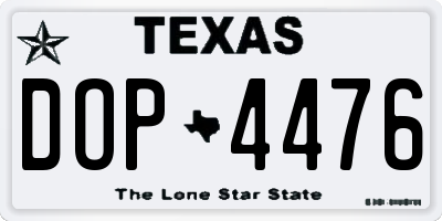 TX license plate DOP4476