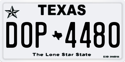 TX license plate DOP4480