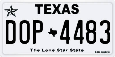 TX license plate DOP4483