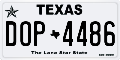 TX license plate DOP4486