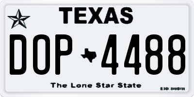 TX license plate DOP4488