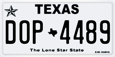 TX license plate DOP4489