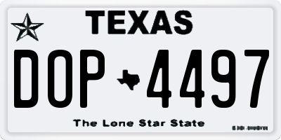 TX license plate DOP4497