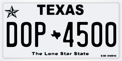TX license plate DOP4500
