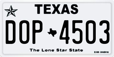 TX license plate DOP4503