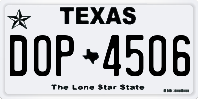 TX license plate DOP4506
