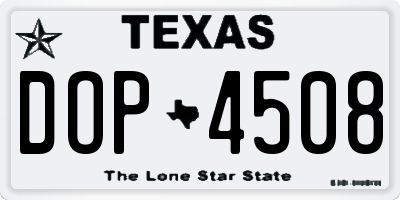 TX license plate DOP4508