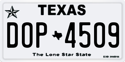 TX license plate DOP4509