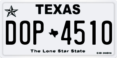 TX license plate DOP4510