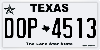 TX license plate DOP4513