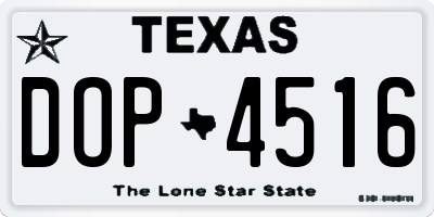 TX license plate DOP4516