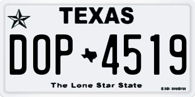 TX license plate DOP4519