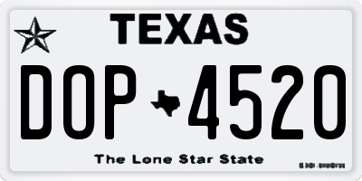 TX license plate DOP4520