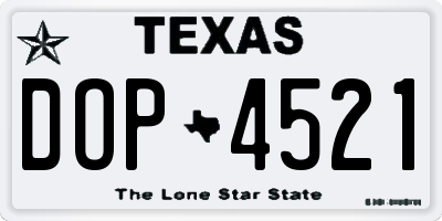 TX license plate DOP4521