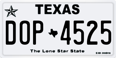 TX license plate DOP4525