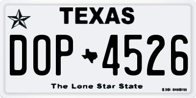TX license plate DOP4526