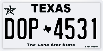 TX license plate DOP4531