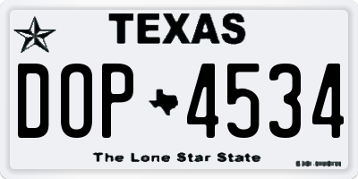 TX license plate DOP4534