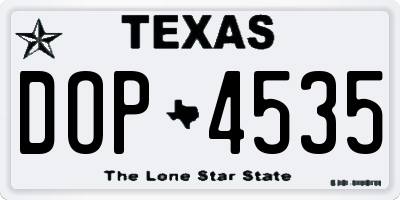 TX license plate DOP4535