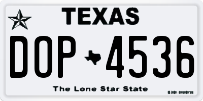 TX license plate DOP4536
