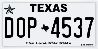 TX license plate DOP4537