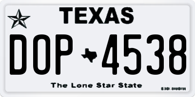 TX license plate DOP4538