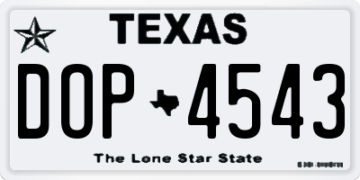 TX license plate DOP4543