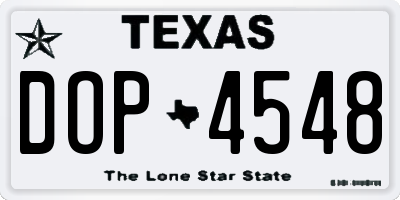TX license plate DOP4548