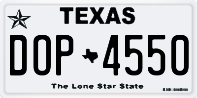 TX license plate DOP4550