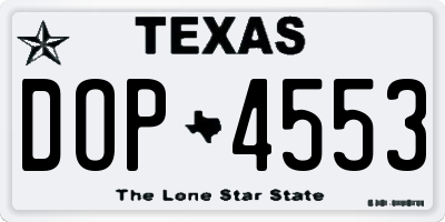 TX license plate DOP4553
