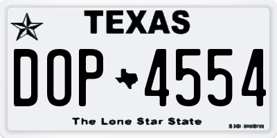 TX license plate DOP4554