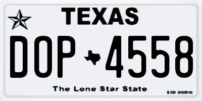 TX license plate DOP4558