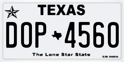 TX license plate DOP4560