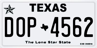 TX license plate DOP4562