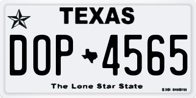 TX license plate DOP4565