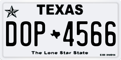 TX license plate DOP4566