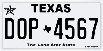 TX license plate DOP4567