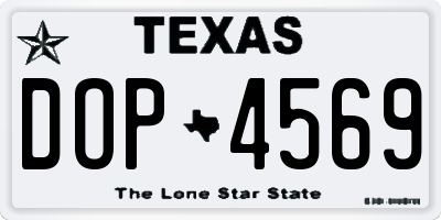 TX license plate DOP4569