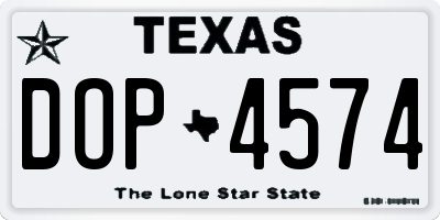 TX license plate DOP4574