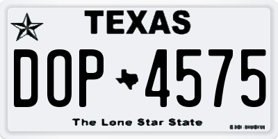 TX license plate DOP4575