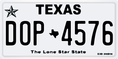 TX license plate DOP4576