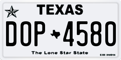 TX license plate DOP4580