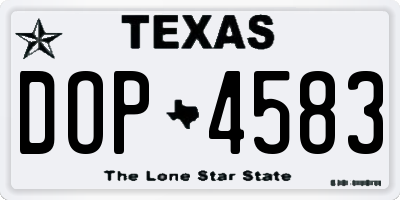TX license plate DOP4583