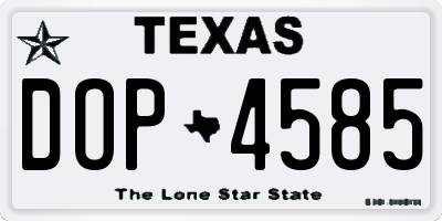 TX license plate DOP4585