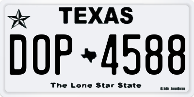 TX license plate DOP4588