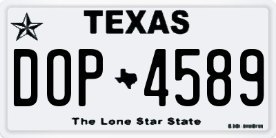 TX license plate DOP4589