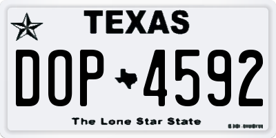 TX license plate DOP4592